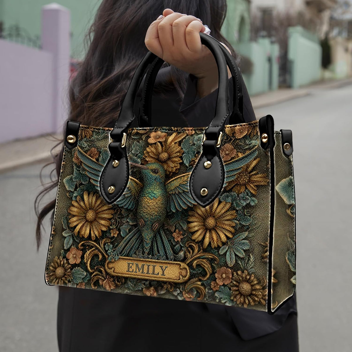 PREAUREUM "{split_values}" Personalized {collection_title} Leather Handbag