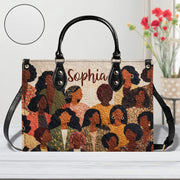 PREAUREUM "{split_values}" Personalized {collection_title} Leather Handbag