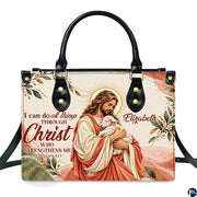 Christian Good Shepherd Jesus handbag displayed alone on white background.