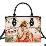 Christian Good Shepherd Jesus handbag displayed alone on white background.