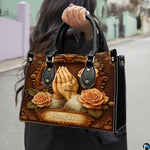 Custom Catholic Virgin Mary Leather Bag, Personalized Name Handbags and Purses for Christian Women Religious Bag Gifts