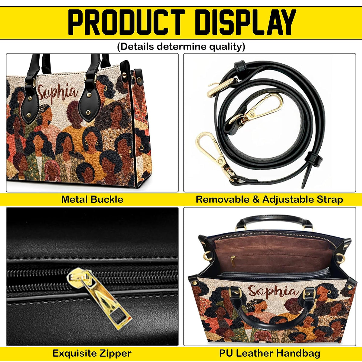 PREAUREUM "{split_values}" Personalized {collection_title} Leather Handbag