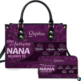 Purple Floral Heart Handbag and Matching Wallet Set