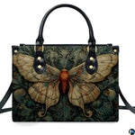 Personalized Butterfly Leather Handbag – Gothic Moon Bag with Adjustable Strap and Matching Witchcore Purse for Women