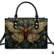 Personalized Butterfly Leather Handbag – Gothic Moon Bag with Adjustable Strap and Matching Witchcore Purse for Women
