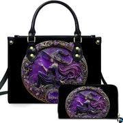 Personalized Halloween Leather Handbag – Custom Witch 3D Printing Effect Purses For Women – Spooky Gothic Shoulder Bag