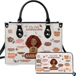 Personalized Leather Handbag for Black Women, Custom African Purse Bag Set, Birthday Meaningful Gifts for Mom, Friend