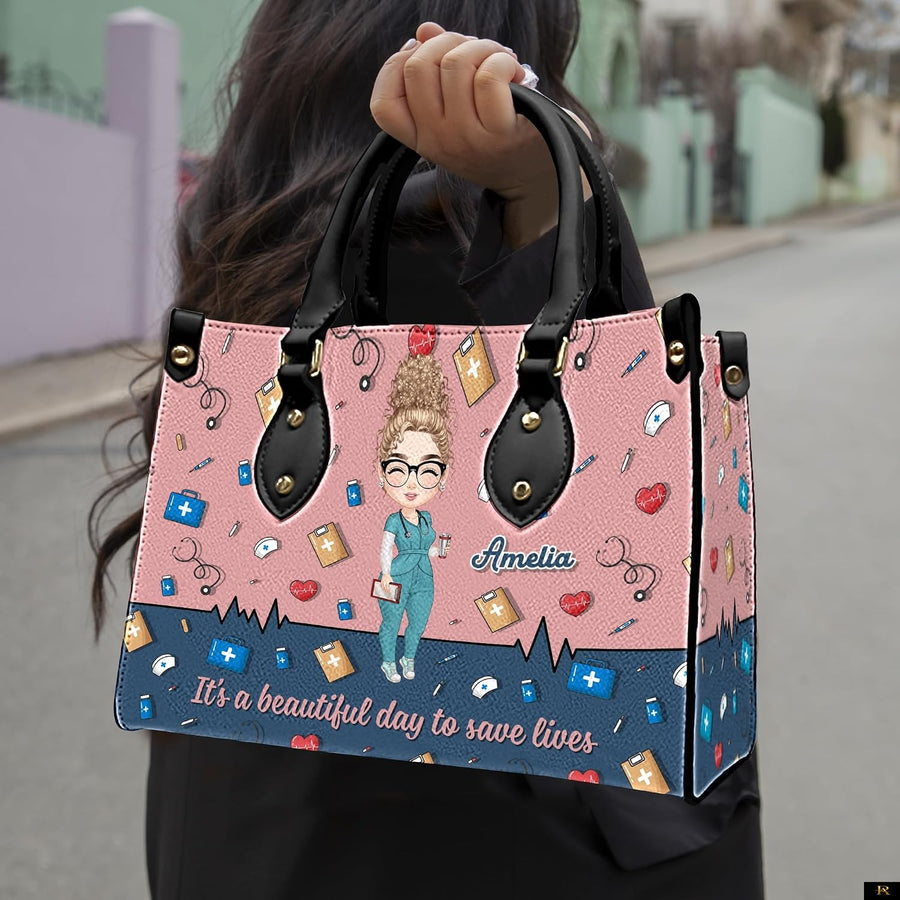 PREAUREUM "{split_values}" Personalized {collection_title} Leather Handbag