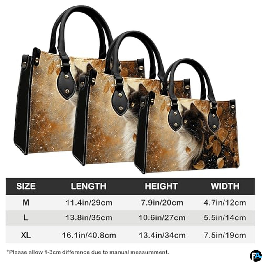 Black Cat Leather Bag – Vintage Cat Art Handbag, Stylish Animal-Themed Purse, Unique Gift for Cat Lovers