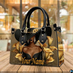 Personalized Black Women Leather Bag, Custom Name African Purses and Handbags Gifts for Mom Birthday Christmas Mothers Day