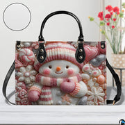 Close tabletop view highlighting the vibrant candy snowman pattern with smooth surface print clarity