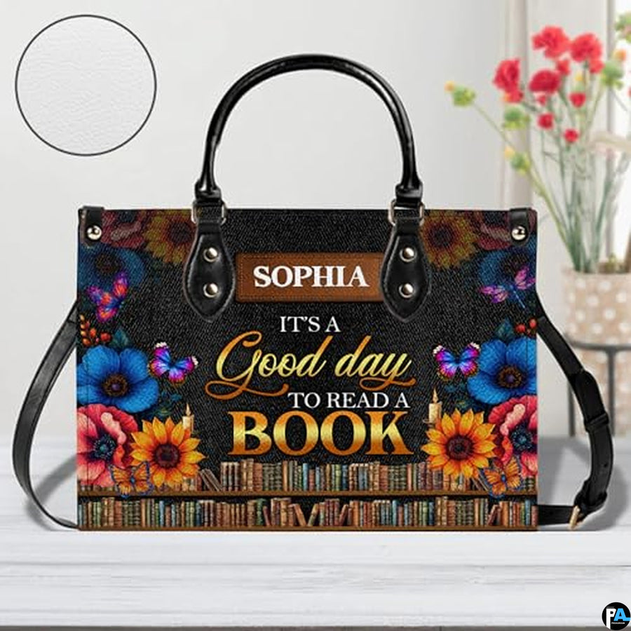Personalized Book Lover Leather Bag, Just A Girl Who Loves Book Handbag With Name, Books Purse, Gifts For Readers, Writer