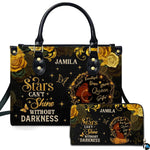 Personalized Black Woman Gold Rose Quote Handbag for Meaningful Gifts