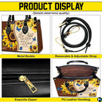 Interior compartment view displaying lining and pocket organization of sunflower handbag.