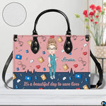 Personalized Nurse Leather Bag – Custom Medical Handbag & Purse Set with Name Gifts for Nursing Student Christmas Gift