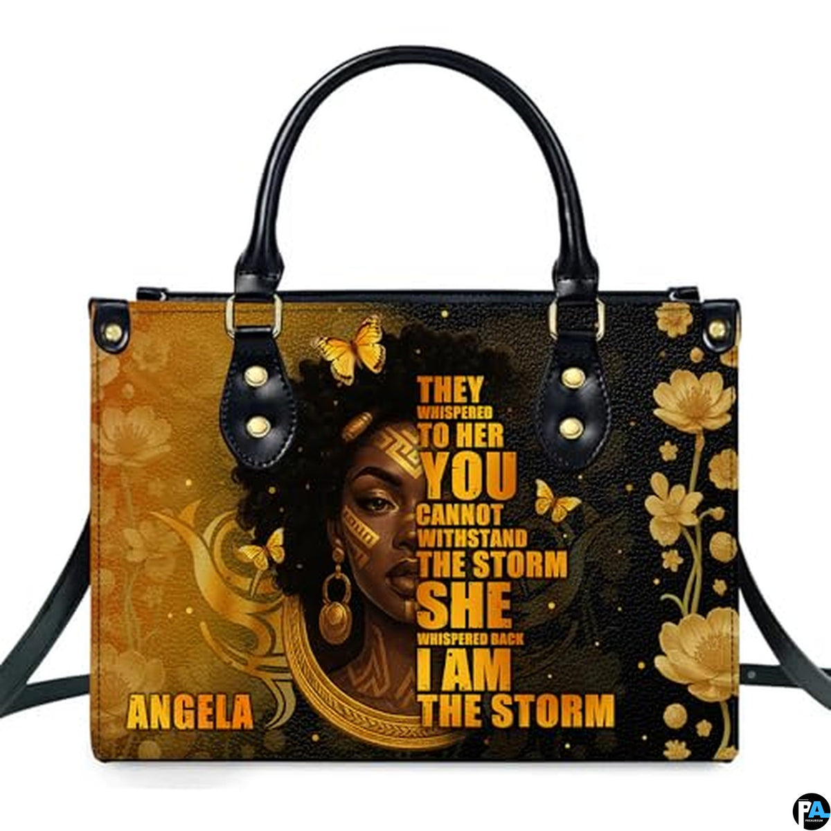 Personalized Leather Handbag for Black Women, Custom African Purse Bag Set, Birthday Meaningful Gifts for Mom, Friend