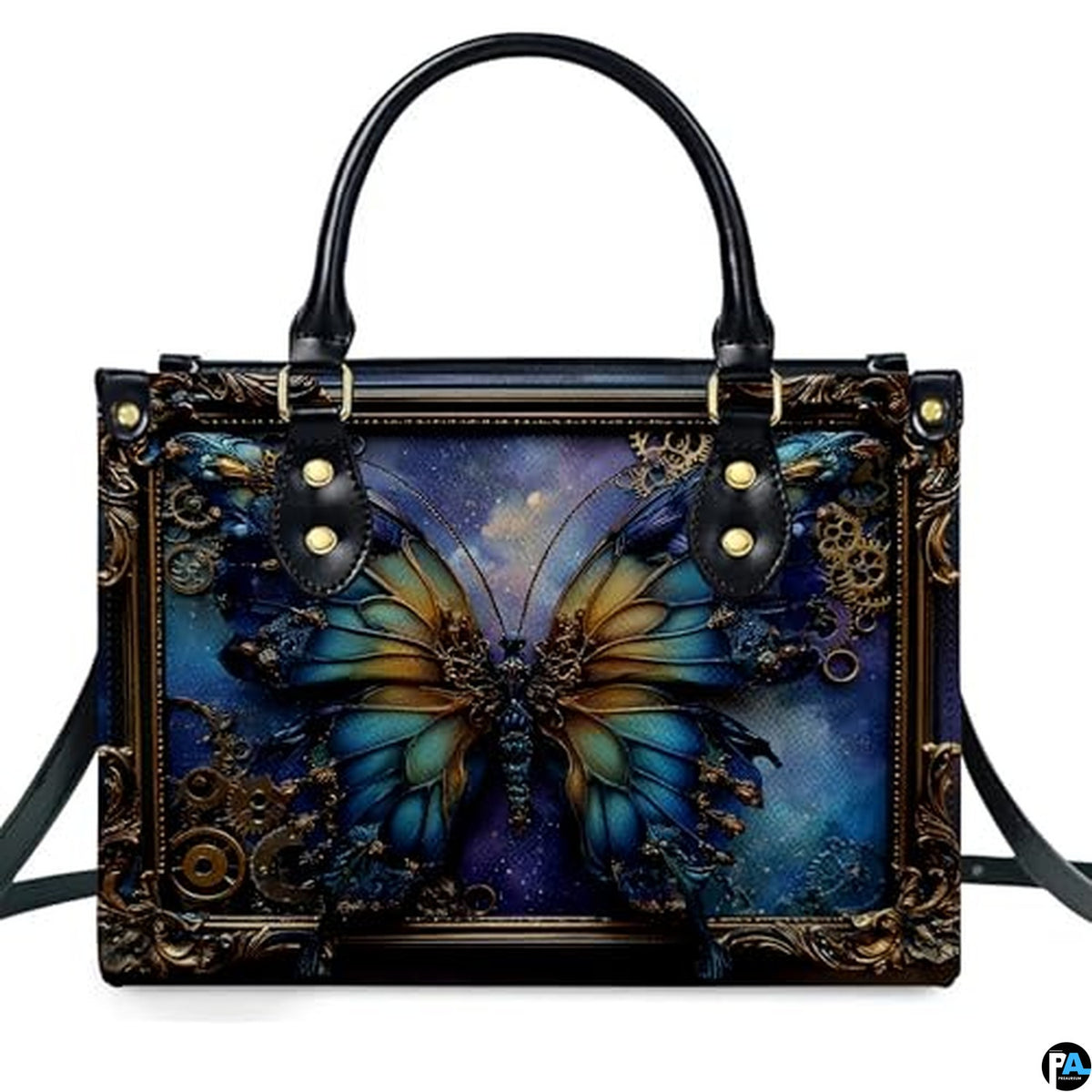 Personalized Steampunk Butterfly Ornate Frame Handbag