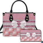 Personalized Pink Quilted Jewel Bow Handbag, Removable Strap