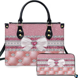 Pink Shimmer Heart Bow Handbag