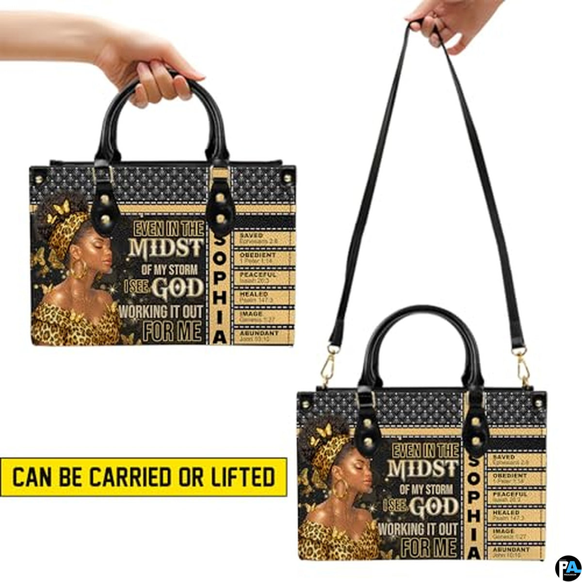 Personalized African American Leather Bag, African Purse, Gifts for Black Girl Women, Black History Handbags