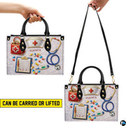 Lifestyle scale display presenting the relative proportions of the nursing handbag when carried.