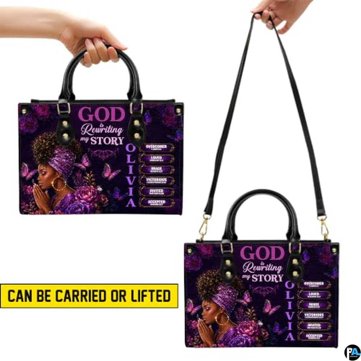Personalized African American Leather Bag, African Purse, Gifts for Black Girl Women, Black History Handbags