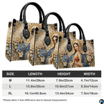 Handbag sizing diagram illustrating medium, large, and extra-large dimensions
