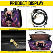 Black Cat Leather Bag – Vintage Cat Art Handbag, Stylish Animal-Themed Purse, Unique Gift for Cat Lovers