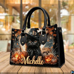 Personalized Halloween Leather Handbag – Custom Witch 3D Printing Effect Purses For Women – Spooky Gothic Shoulder Bag