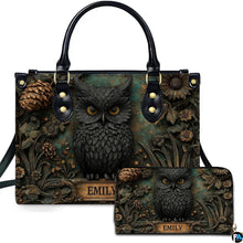 Personalized Black Owl Forest Scene Shoulder Bag, Gift for Her