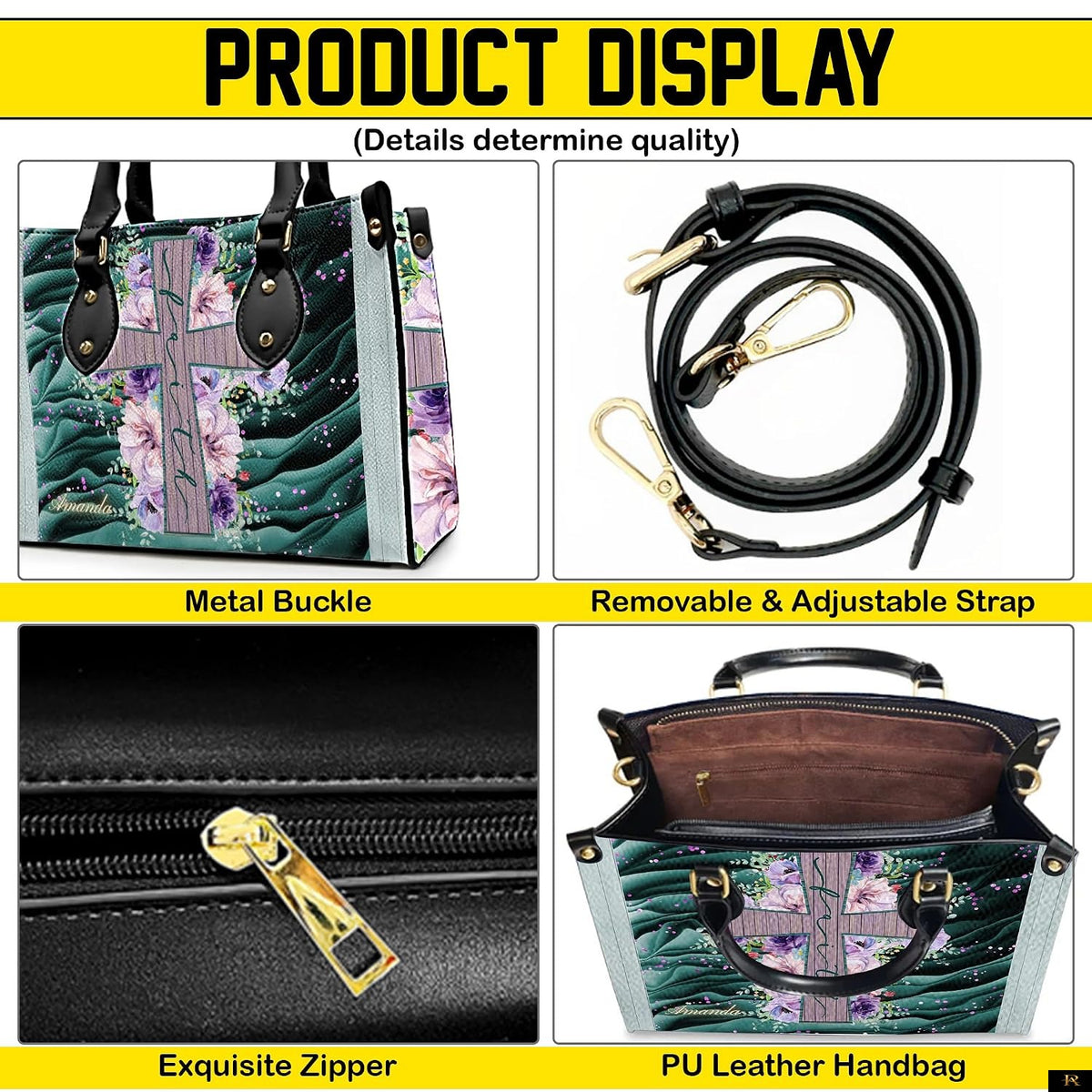 PREAUREUM "{split_values}" Personalized {collection_title} Leather Handbag