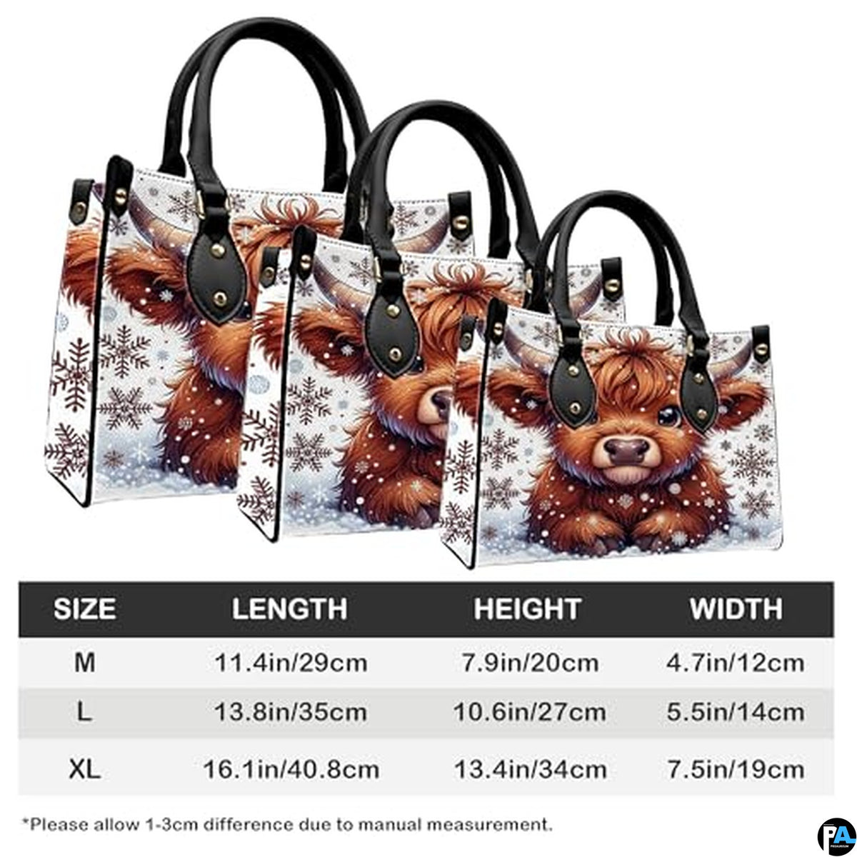 Highland Cow Leather Handbag Custom Cow Purse for Women Country Farm PU Leather Tote Gifts for Farmers Girls Mom Gift