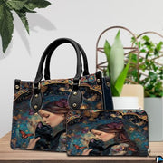 Black Cat Leather Bag – Vintage Cat Art Handbag, Stylish Animal-Themed Purse, Unique Gift for Cat Lovers