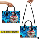 Carrying style demonstration showing handheld and over the shoulder handbag positioning