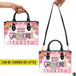 Mothers Day Gift Leather Bag- Personalized Grandmas Purse With Grandkids Names, Grandma Handbag Birthday Gifts For Mom Women