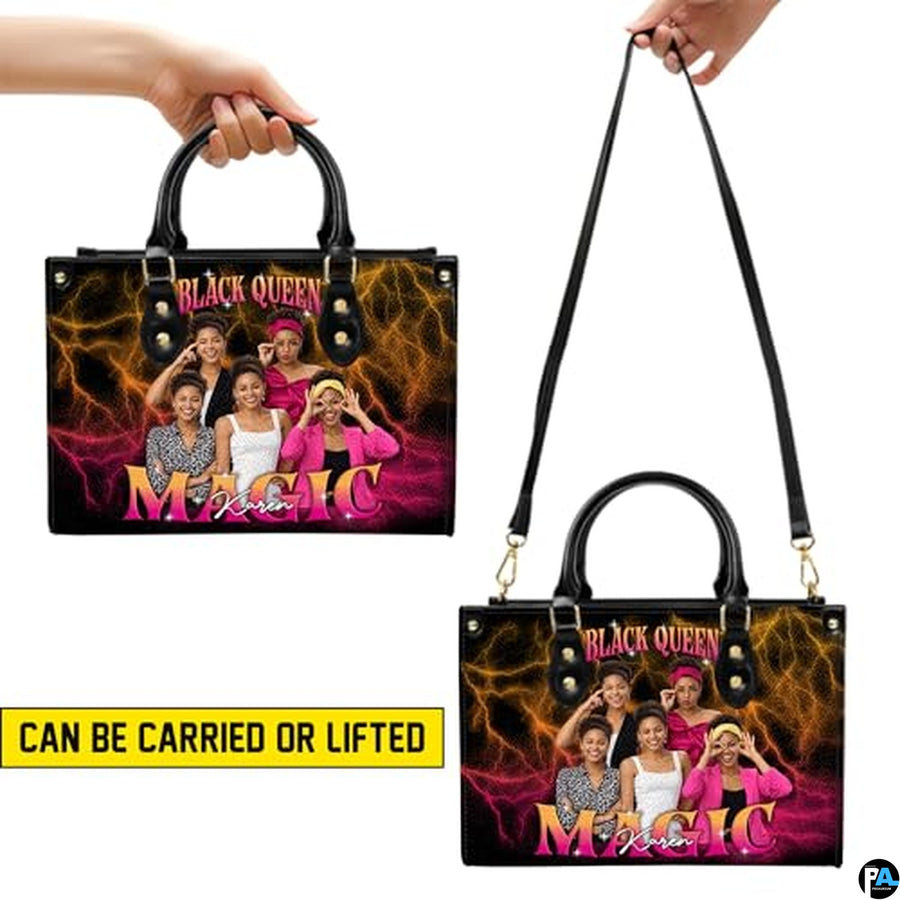 Personalized Leather Handbag for Black Women, Custom African Purse Bag Set, Birthday Meaningful Gifts for Mom, Friend