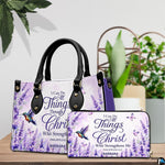 Matching zippered wallet companion featuring lavender flowers and hummingbird