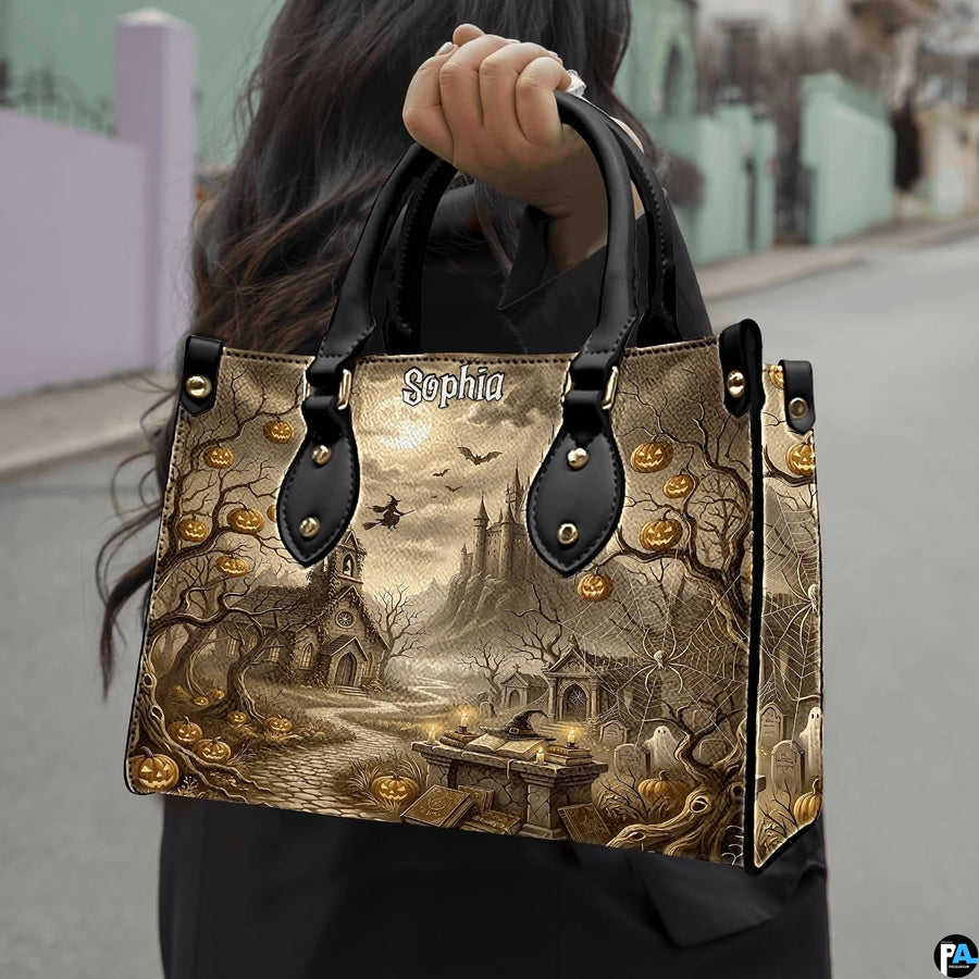 Frontal presentation highlighting the haunted church art design on the primary accessory silhouette.