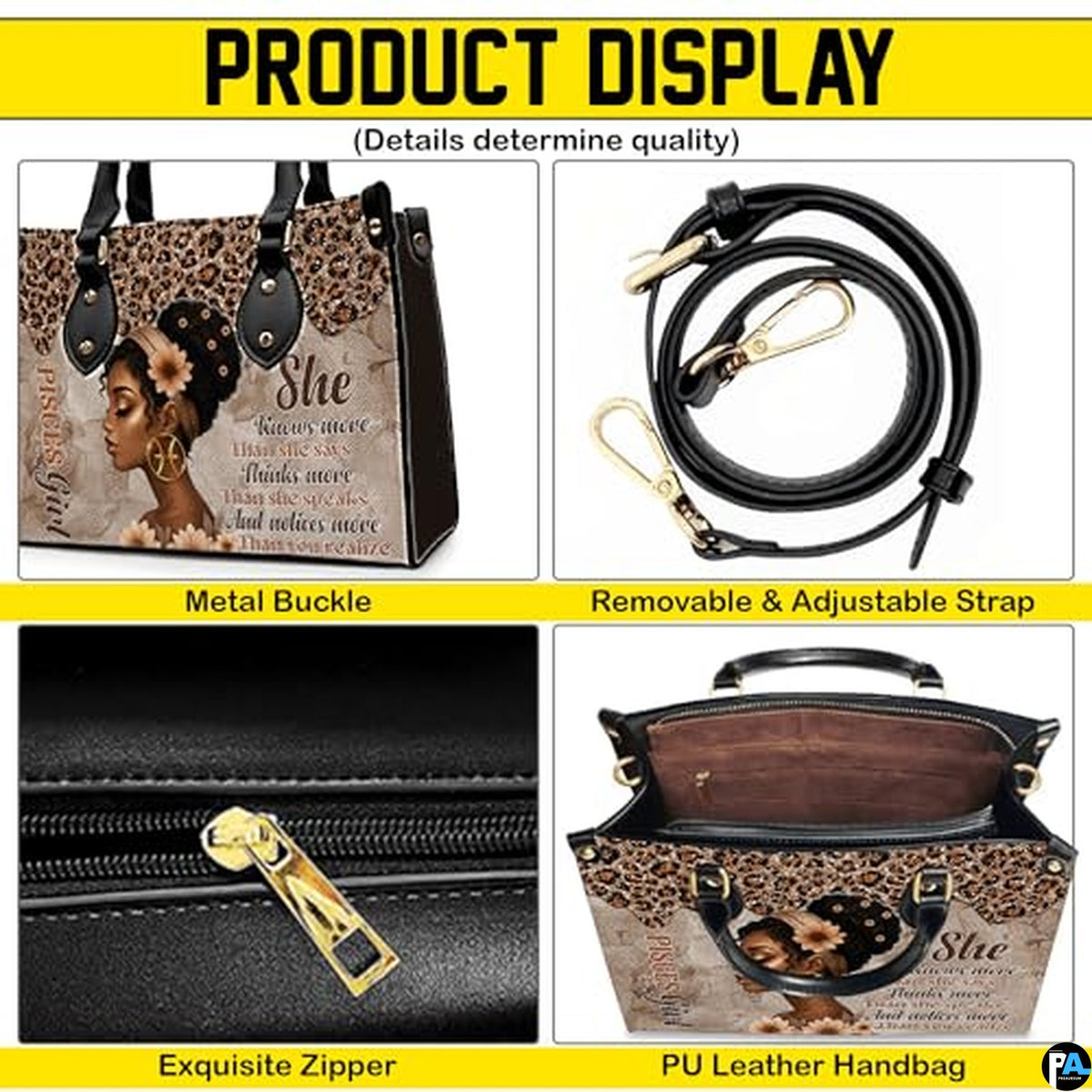 Personalized Leather Handbag for Black Women, Custom African Purse Bag Set, Birthday Meaningful Gifts for Mom, Friend