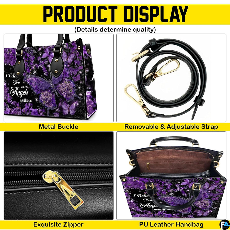 Matching zip wallet featuring coordinated purple blossom butterfly and faceted cross artwork.