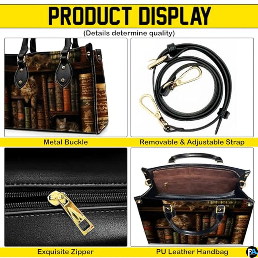 Personalized Halloween Leather Handbag – Custom Witch 3D Printing Effect Purses For Women – Spooky Gothic Shoulder Bag