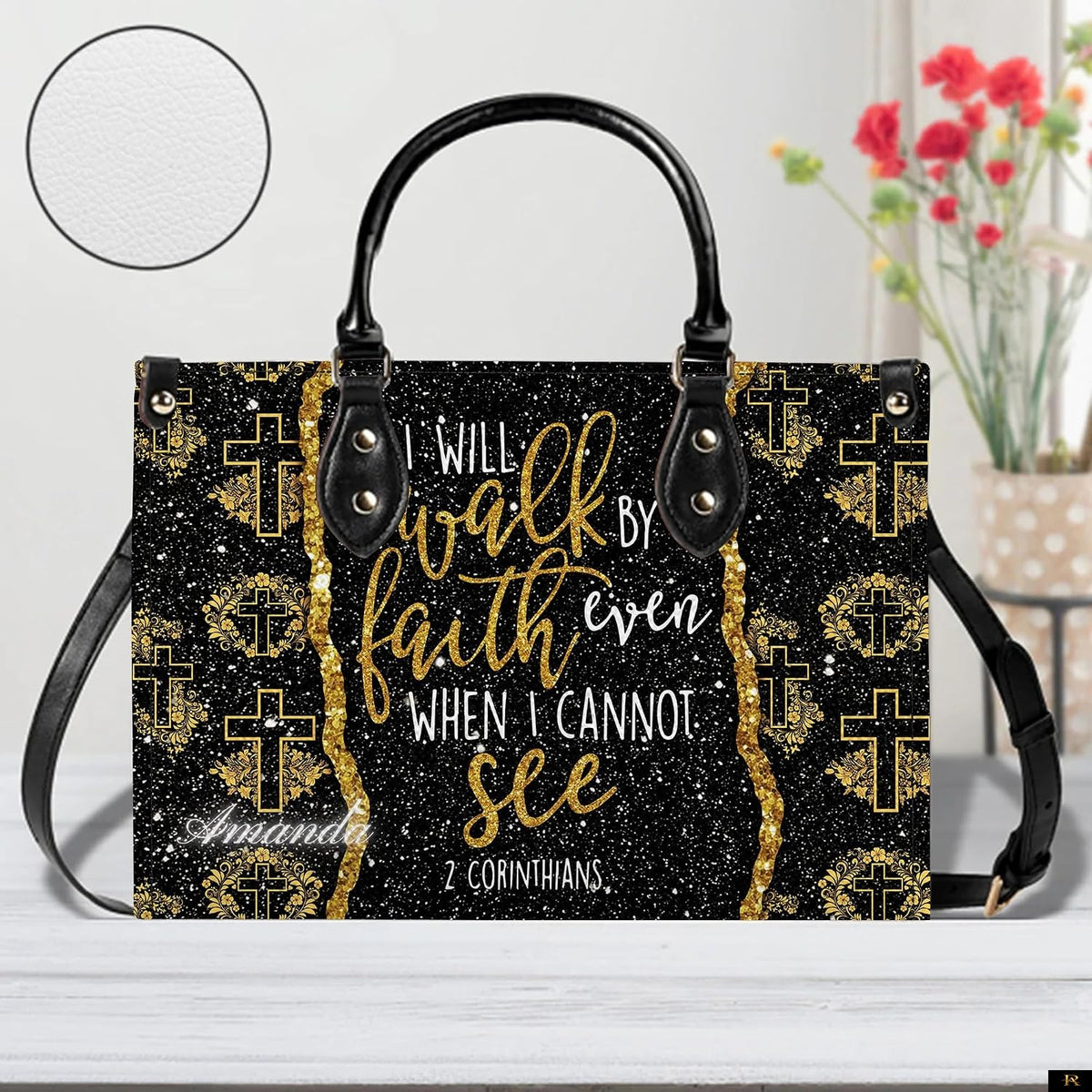 PREAUREUM "{split_values}" Personalized {collection_title} Leather Handbag