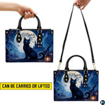 Black Cat Leather Bag – Vintage Cat Art Handbag, Stylish Animal-Themed Purse, Unique Gift for Cat Lovers