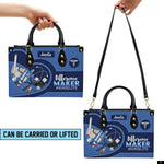 PREAUREUM "{split_values}" Personalized {collection_title} Leather Handbag