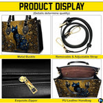 Black Cat Leather Bag – Vintage Cat Art Handbag, Stylish Animal-Themed Purse, Unique Gift for Cat Lovers