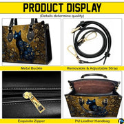 Black Cat Leather Bag – Vintage Cat Art Handbag, Stylish Animal-Themed Purse, Unique Gift for Cat Lovers
