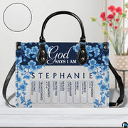 Front view of blue botanical floral pattern on light wooden tabletop with circular texture detail highlight.