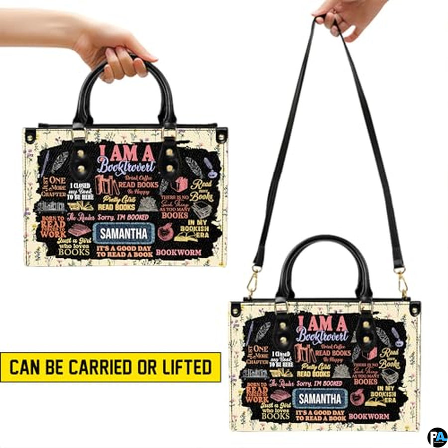 Personalized Book Lover Leather Bag, Just A Girl Who Loves Book Handbag With Name, Books Purse, Gifts For Readers, Writer
