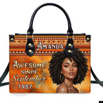 PREAUREUM "{split_values}" Personalized {collection_title} Leather Handbag