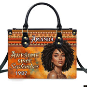 PREAUREUM "{split_values}" Personalized {collection_title} Leather Handbag